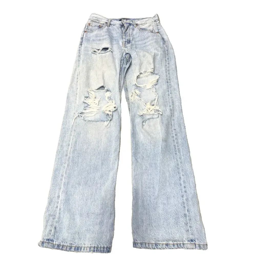 Aeropostale 90’s Baggy Jeans Light Wash Distressed Button Fly Size 8